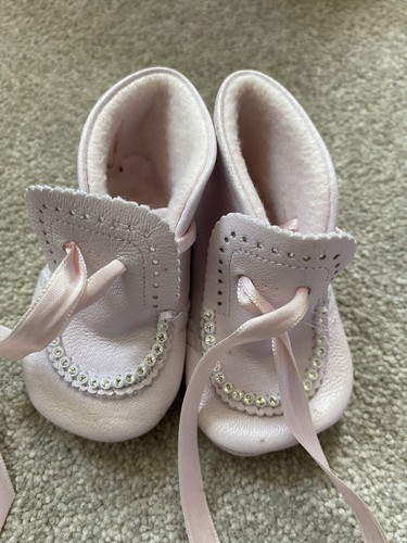 Newborn pink leather - leather, boots